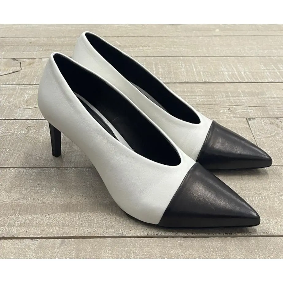Rag Bone Beha Leather Pump In White/black Size:39.5 US 9.5