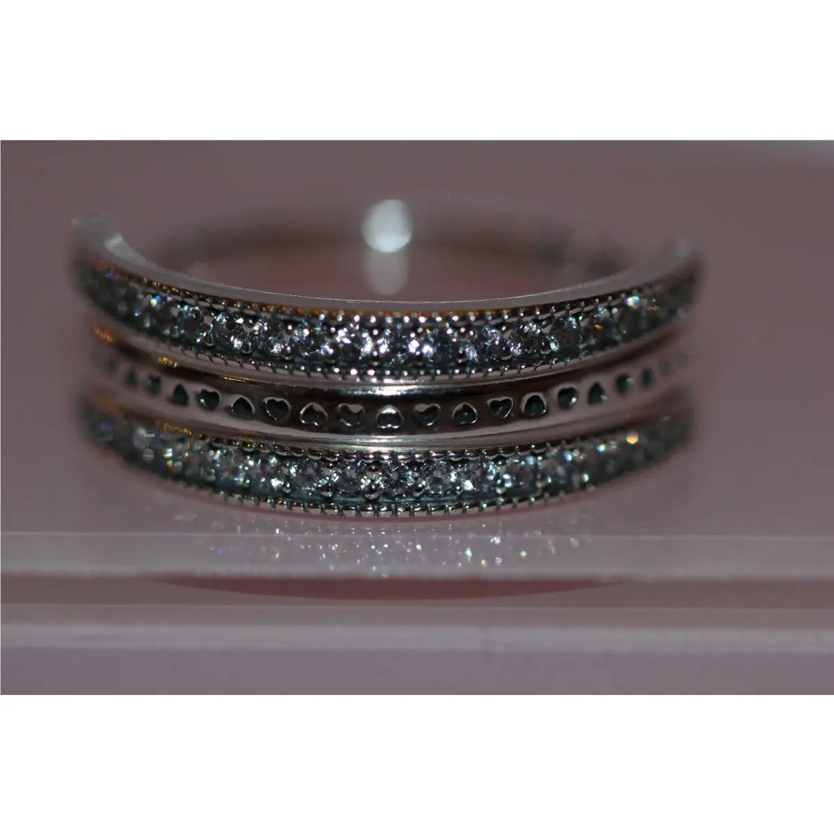 Pandora Flipping Hearts OF Pandora Ring 197404CZ Box Bagtag Ster Sil