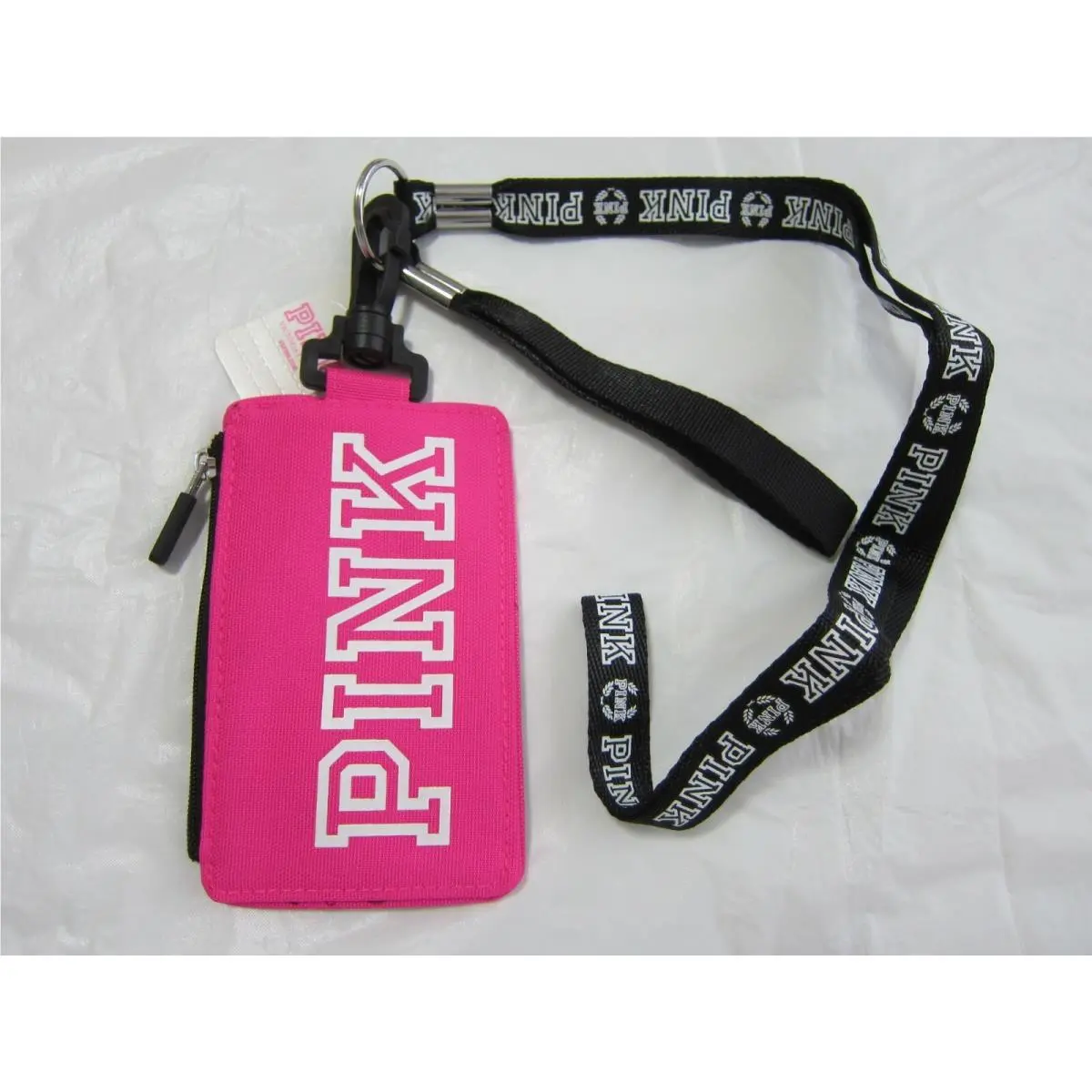 Victoria Secret Pink Wallet Student ID Key Chain Case Badge Holder Lanyard