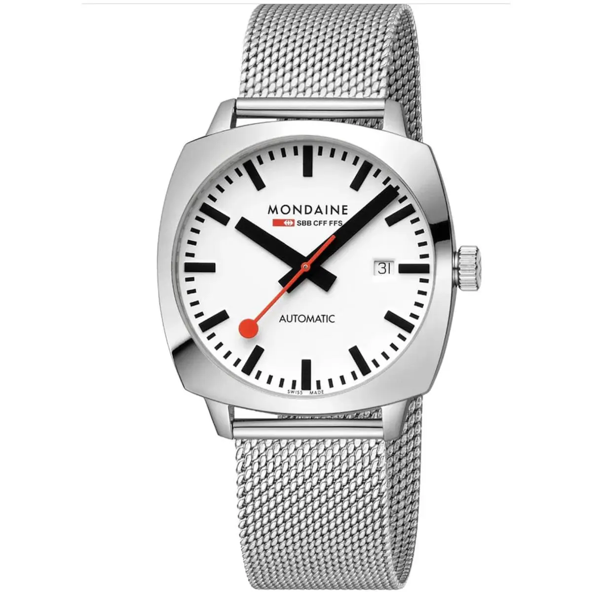 Mondaine MSL.3961B.SM Mens Swiss Watch Cushion Automatic 39mm Sapphire Crystal