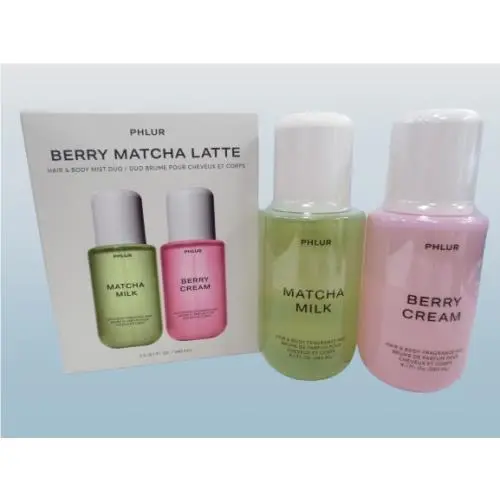 Phlur Berry Matcha Latte Hair Body Mist Duo 8.1 OZ Box