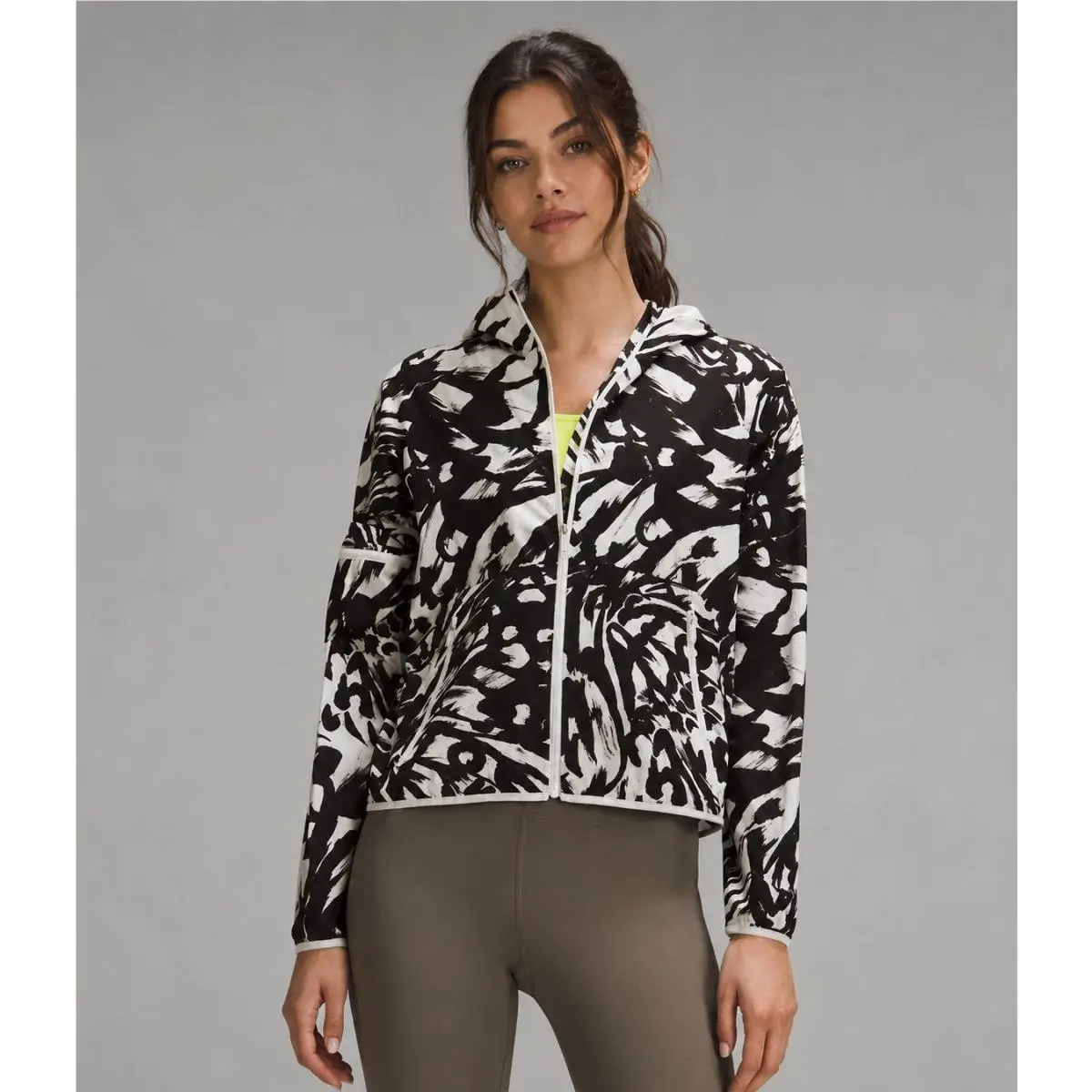 Lululemon Packable Run Jacket Monarch Bloom Bone Espresso SZ 10 Lightweight