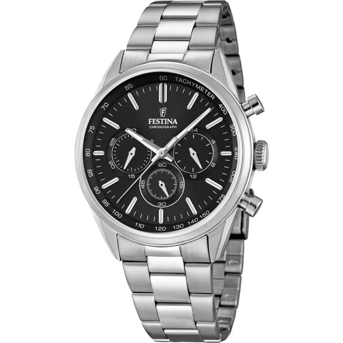 Festina Timeless Chrono Black / Stainless Steel | Black Dial Timeless Chrono Black / Stainless Steel Black Dial Wristwatch F16820-4