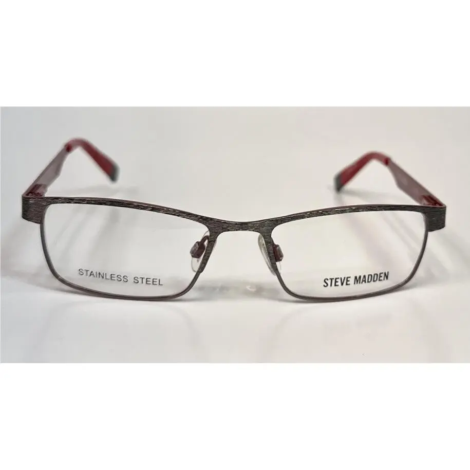 Steve Madden Kids Raascal Gunmetal Red 47/16/125 Flex Hinge Stainless Eyeglasses