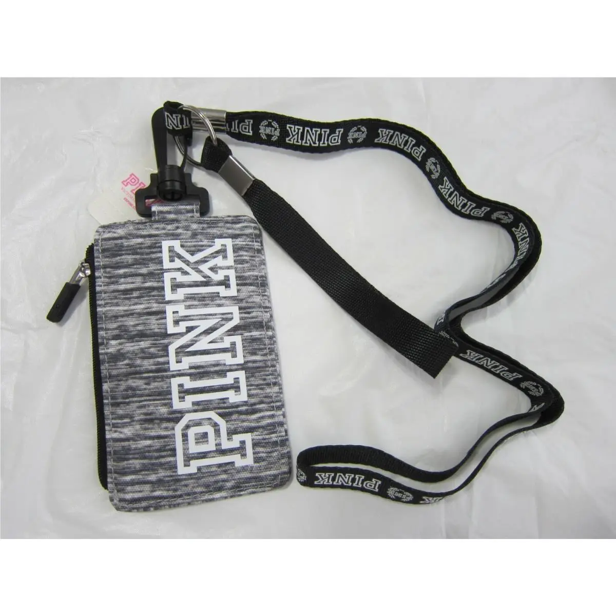 Victoria Secret Pink Wallet Student ID Key Chain Case Badge Holder Lanyard