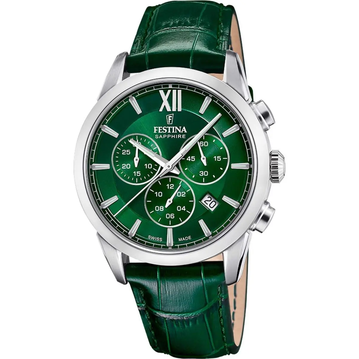 Chronograph Green / Leather | Green Dial Chronograph Green / Leather Green Dial Wristwatch F20041-3 by Festina