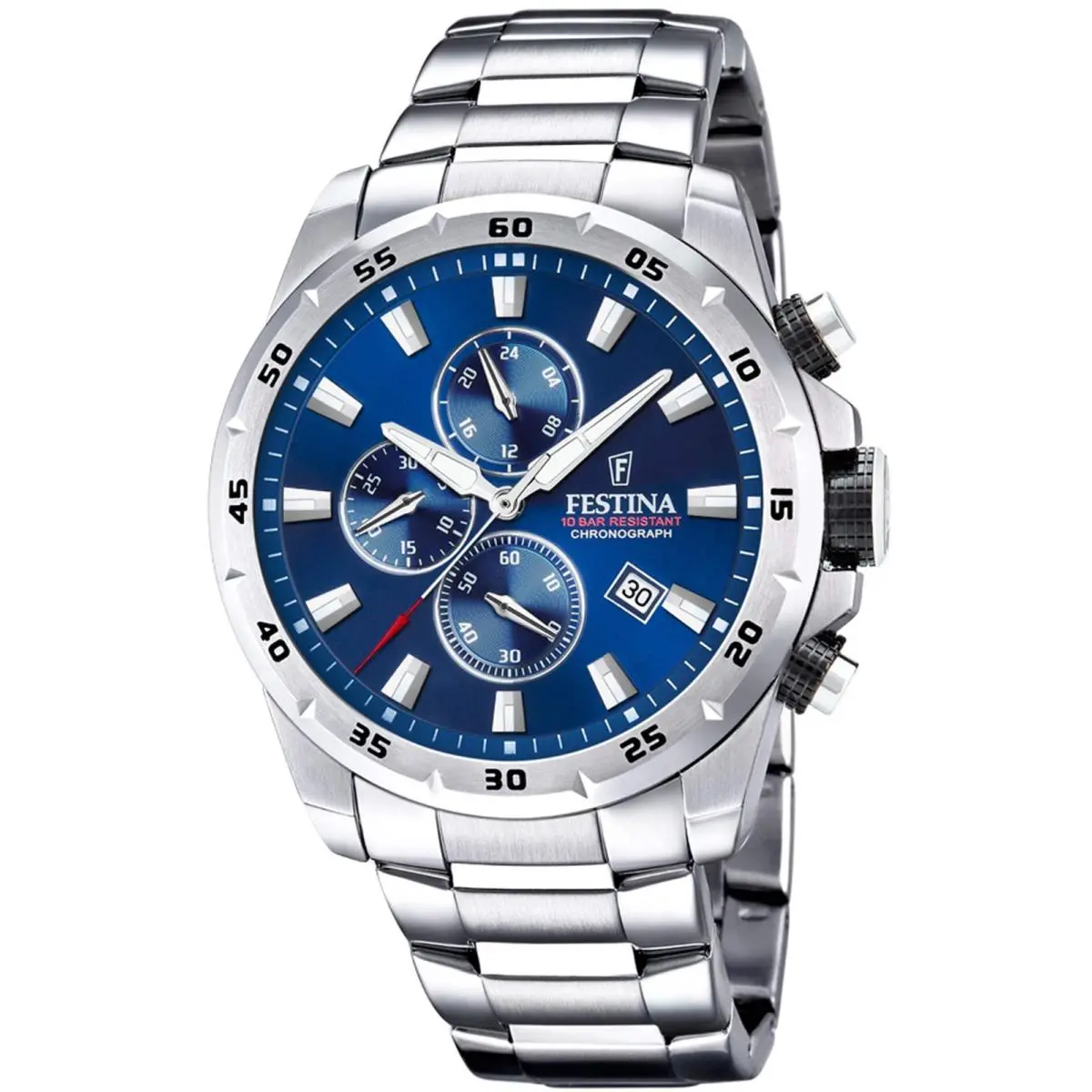 Festina Crono Sport Blue / Stainless Steel | Blue Dial Crono Sport Blue / Stainless Steel Blue Dial Wristwatch F20463-2