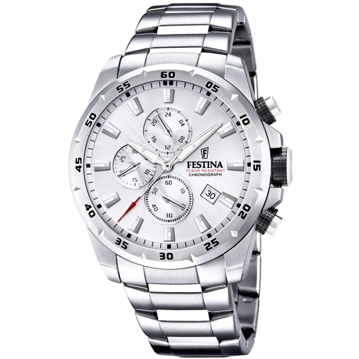 Festina Crono Sport Silver / Stainless Steel | Silver Dial Crono Sport Silver / Stainless Steel Silver Dial Wristwatch F20463-1