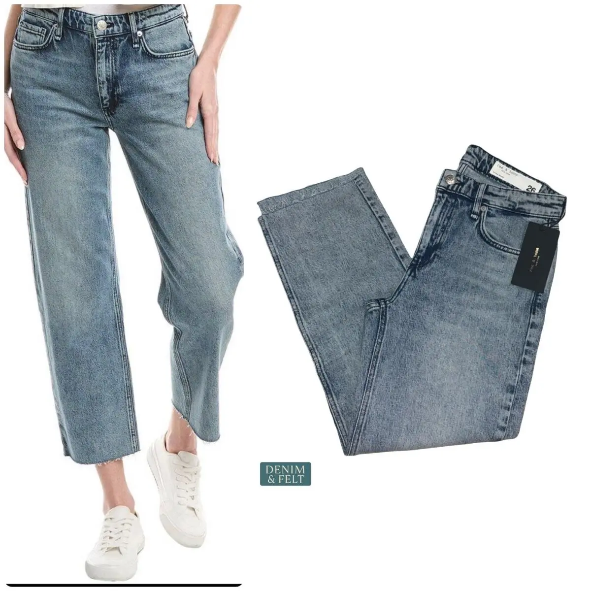 Rag Bone Dylan Dubois Baggy Cropped Jeans Relaxed Light Wash Denim Jean