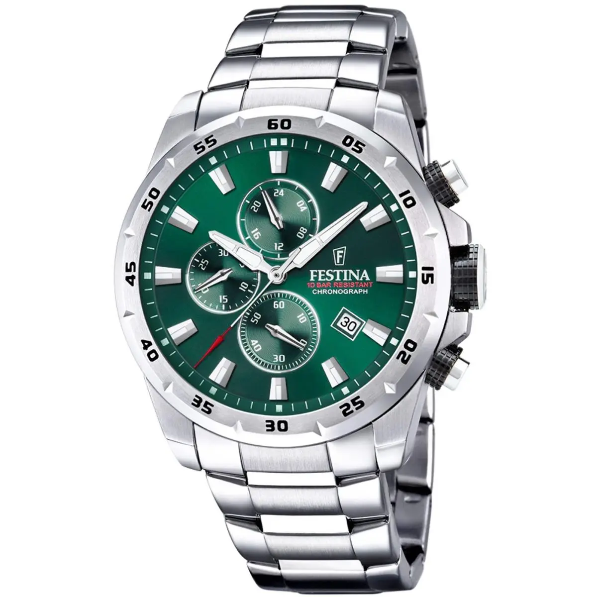 Festina Crono Sport Green / Stainless Steel | Green Dial Crono Sport Green / Stainless Steel Green Dial Wristwatch F20463-3