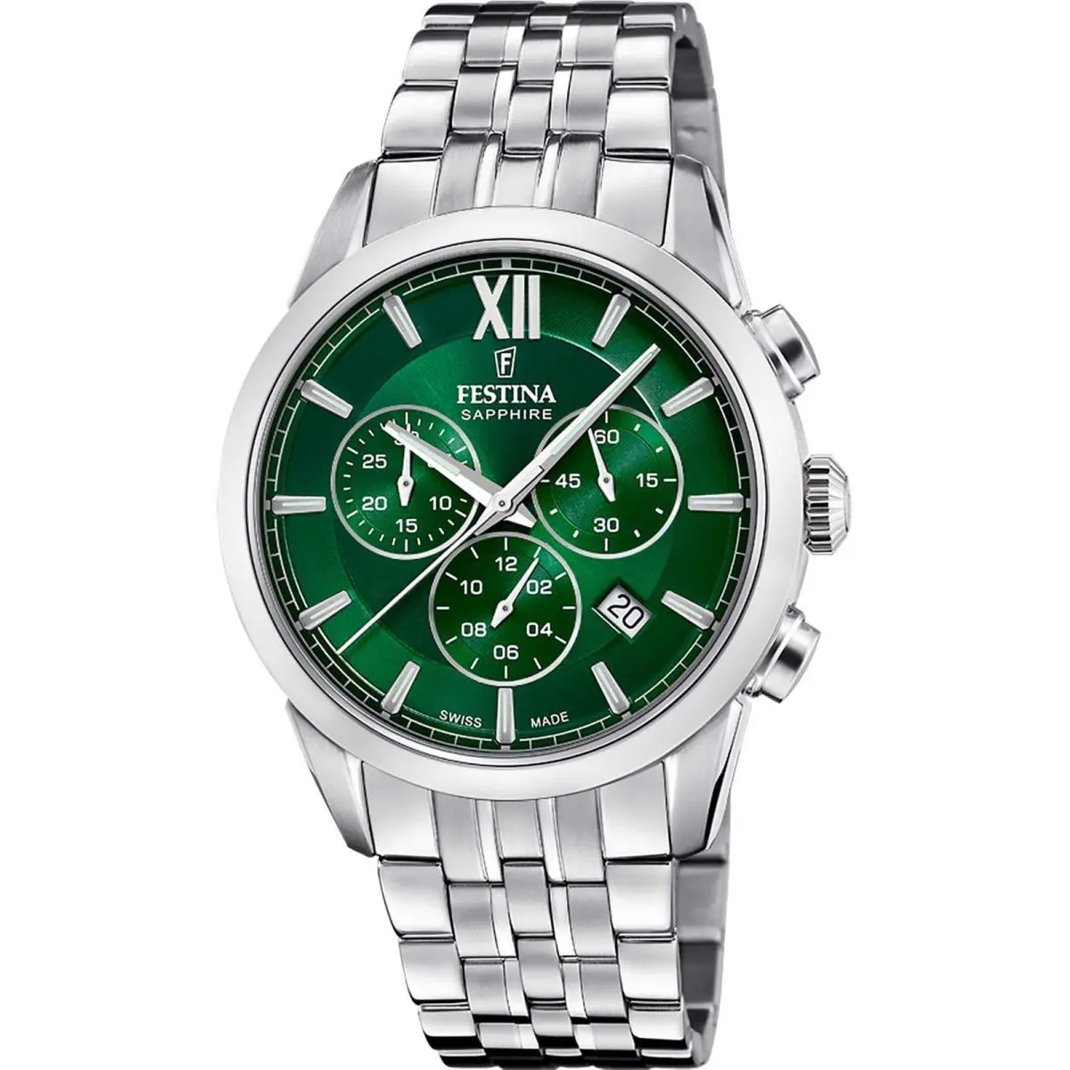 Chronograph Green / Stainless Steel | Green Dial Chronograph Green / Stainless Steel Green Dial Wristwatch F20040-3 by Festina