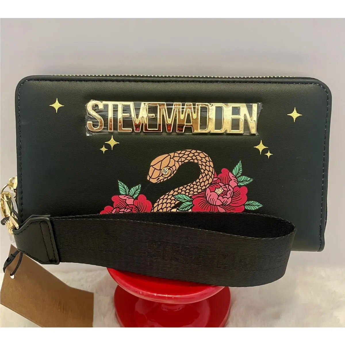 Steve Madden Bzip-sn Lunar Year of The Snake Black Wristlet Wallet