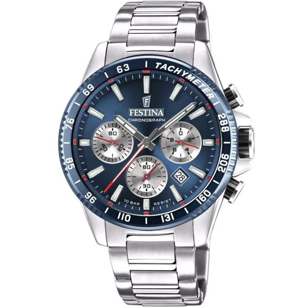 Timeless Chronograph Blue / Stainless Steel Blue Dial Wristwatch F20560-2 by Festina