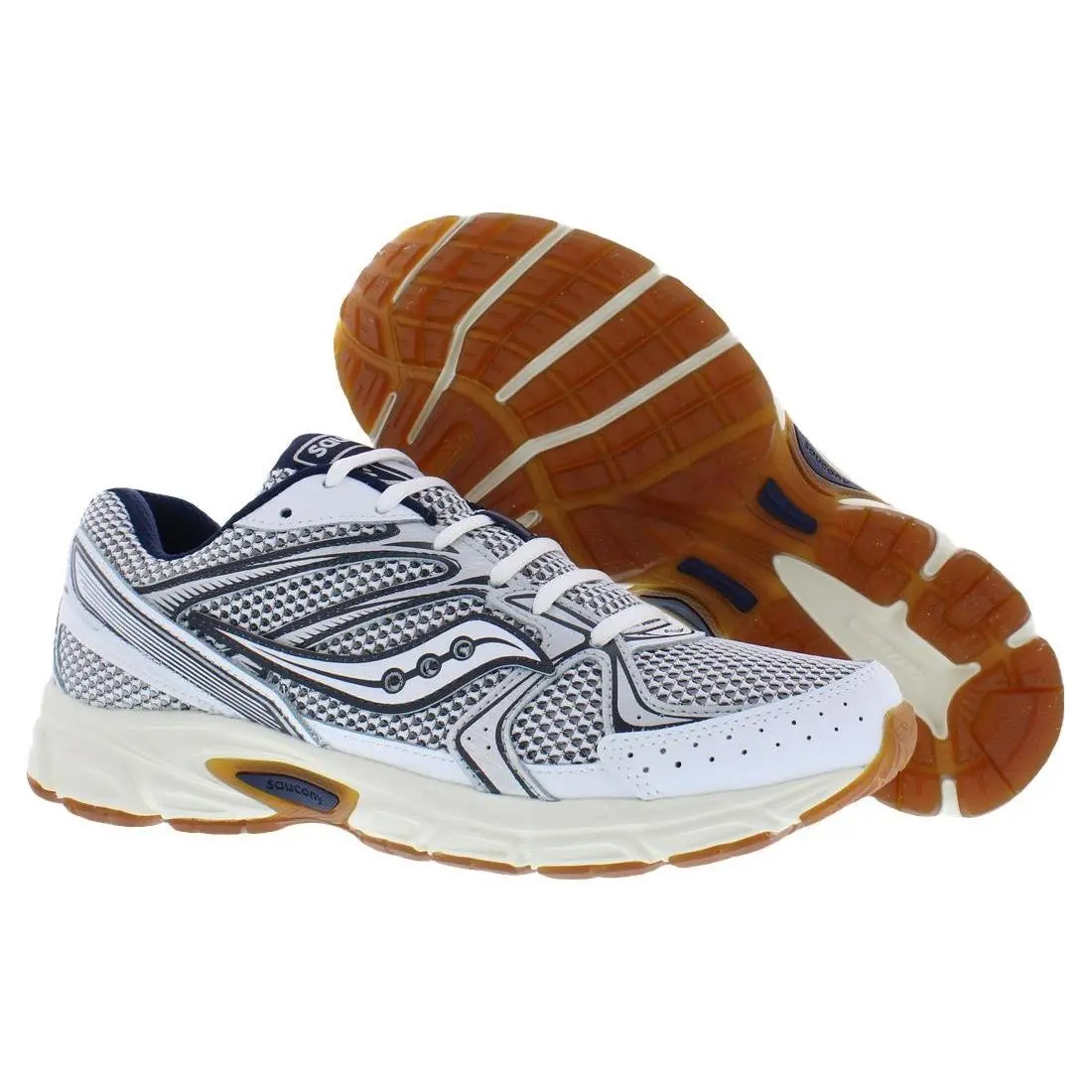 Saucony Ride Millennium Mens Shoes - White/Navy, Main: Grey