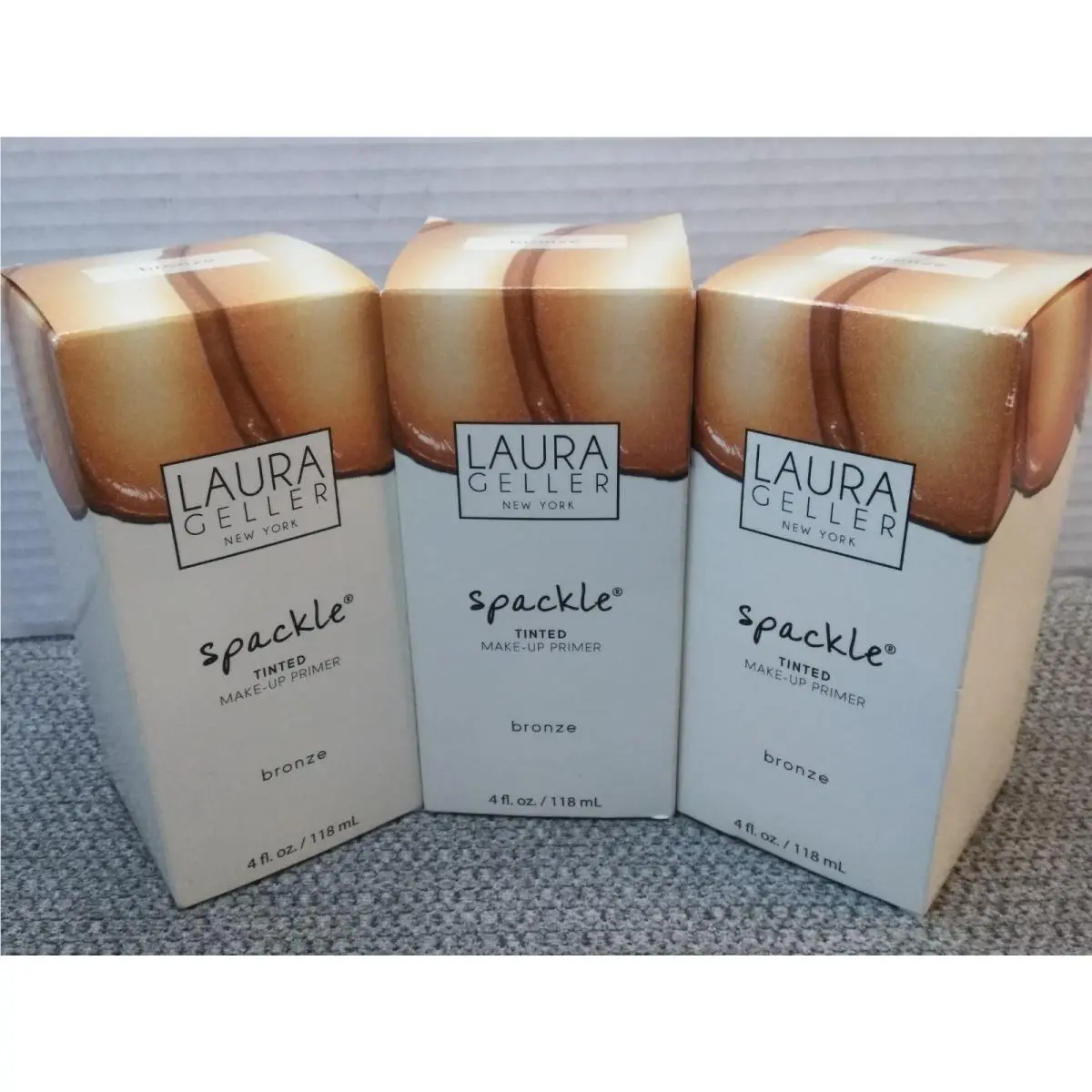 N.o.s. Laura Geller Spackle Tinted Under Make-up Primer Bronze 4.OZ EA 3PK