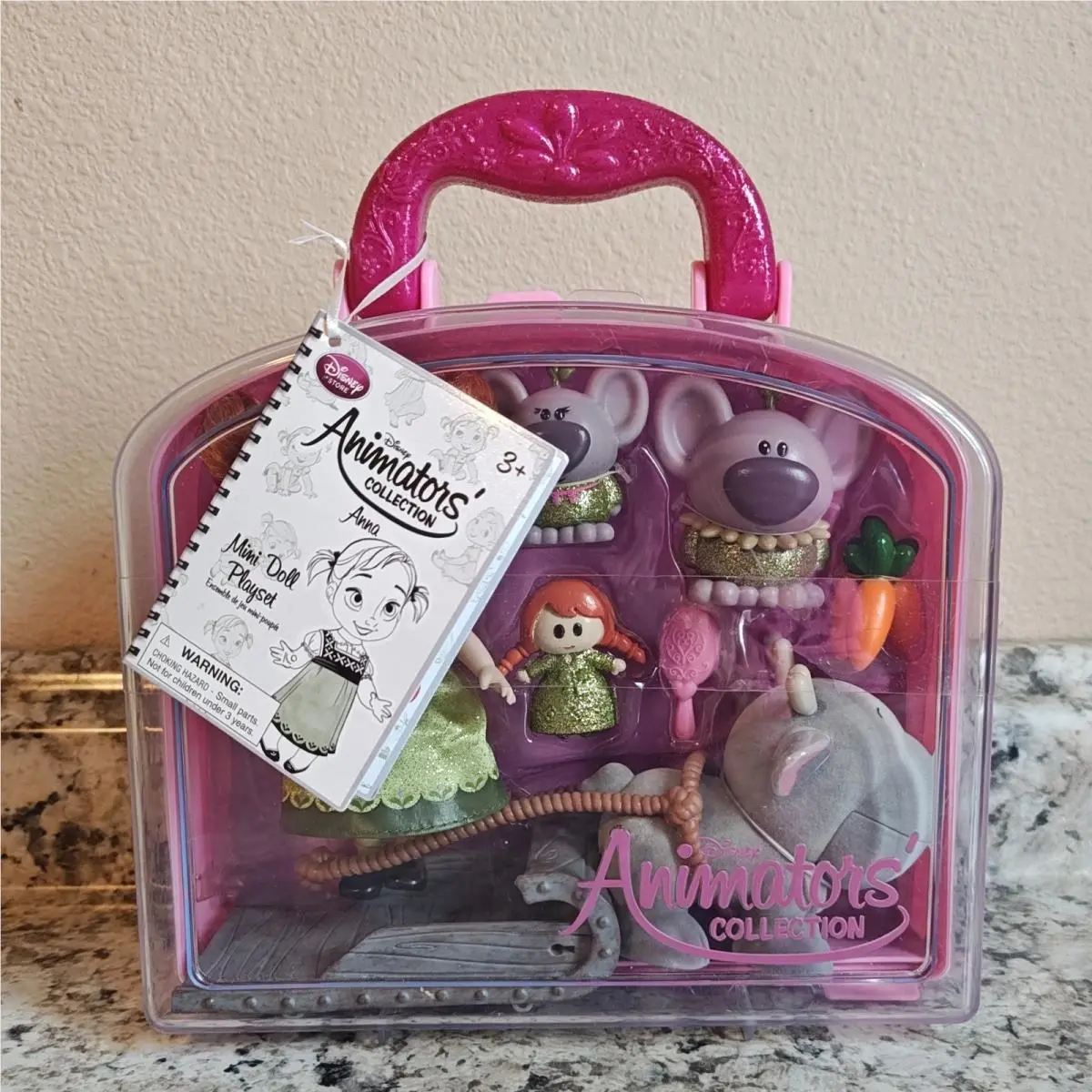 Disney Store Animators Collection Anna Mini Doll Playset Kids Pink Frozen Sven