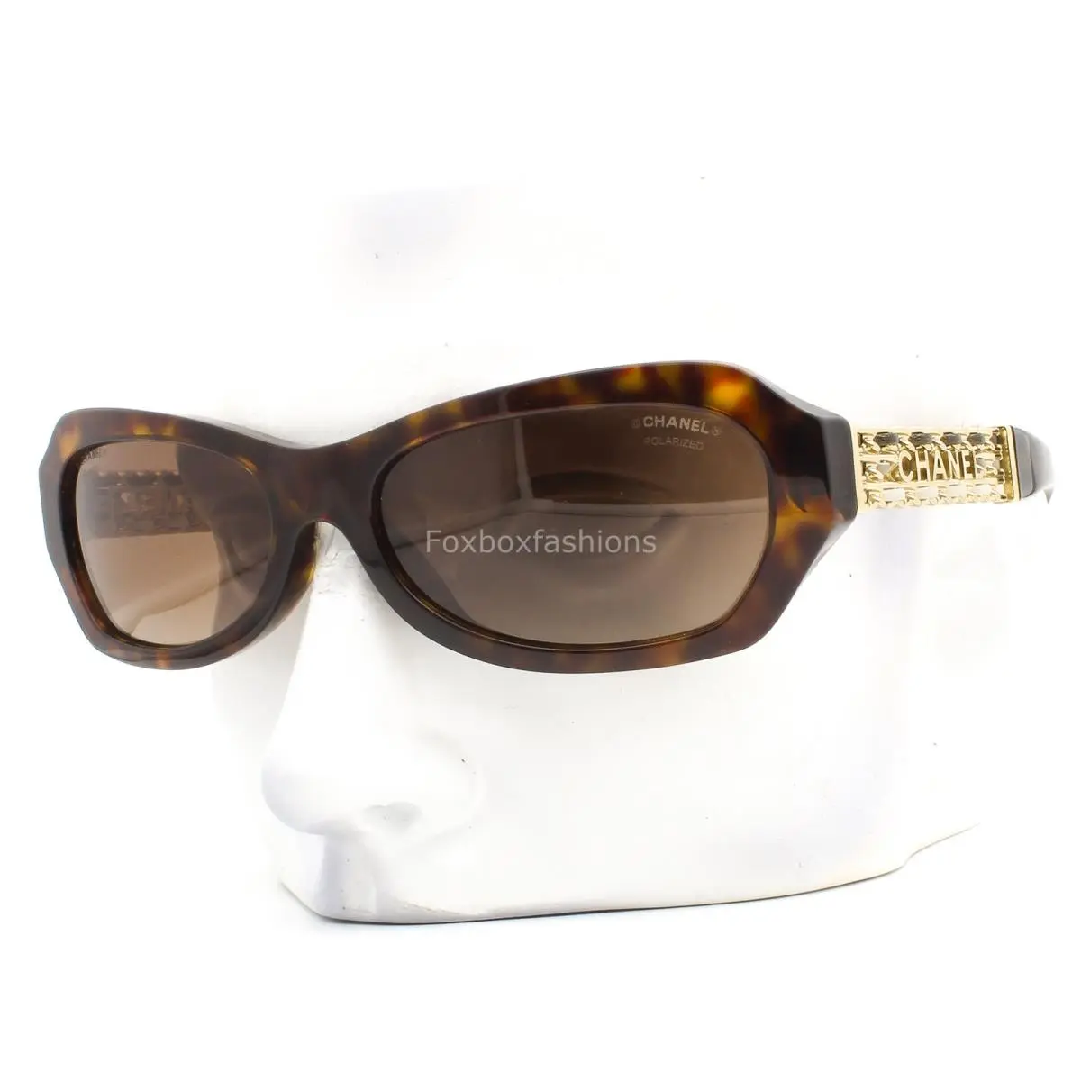Chanel ch5537QA 714/S9 Sunglasses Brown Tortoise Gold Chain Polarized with Case