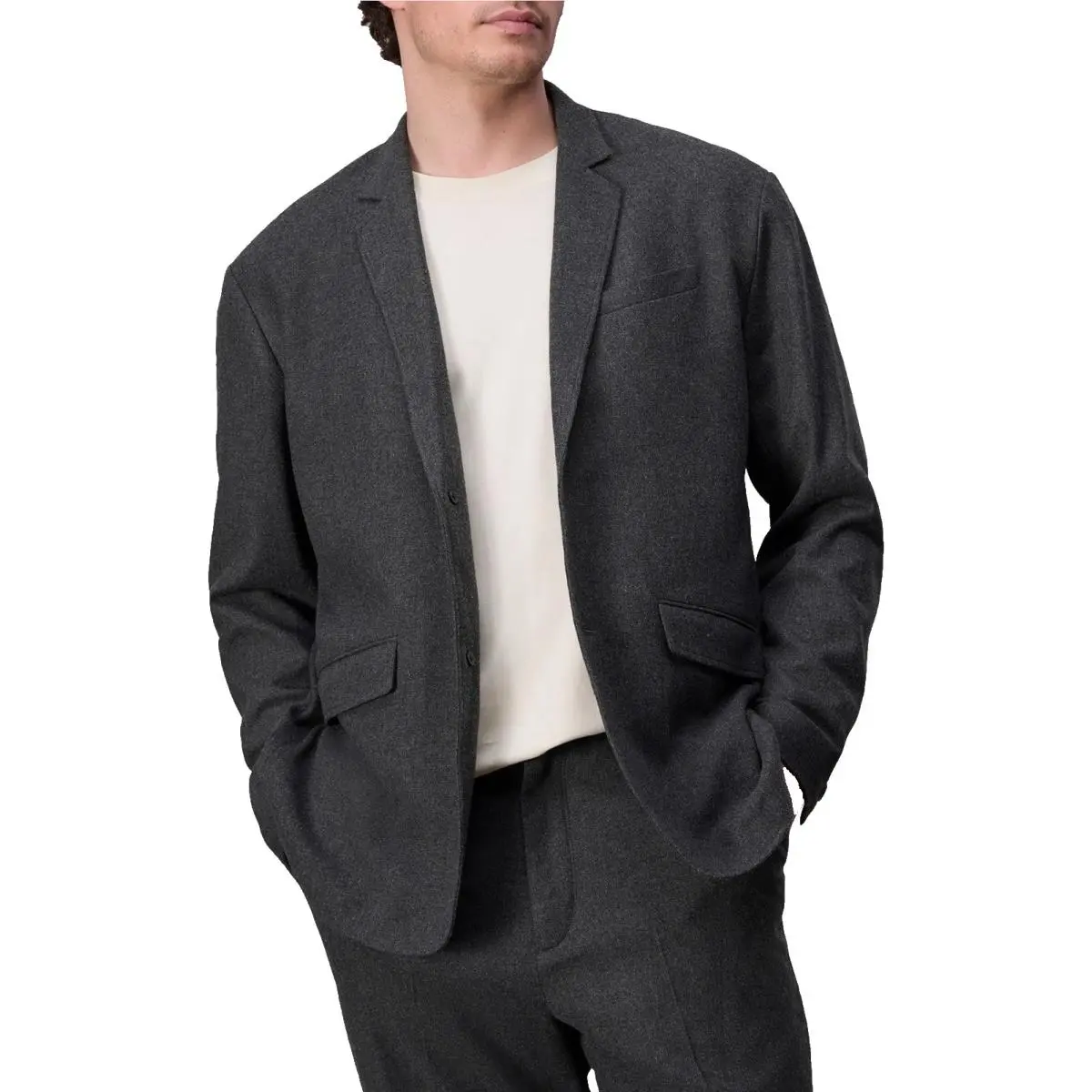Rag Bone Size 42 Mens Shift Flannel Blazer Heather Grey Wool Blend Coat