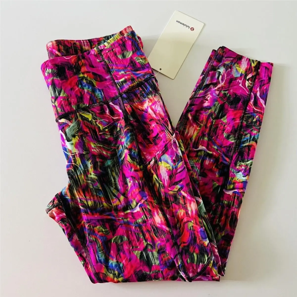Lululemon Athletica Hyper Flow Pink Multi F F HR Tight 25 Leggings - US 10