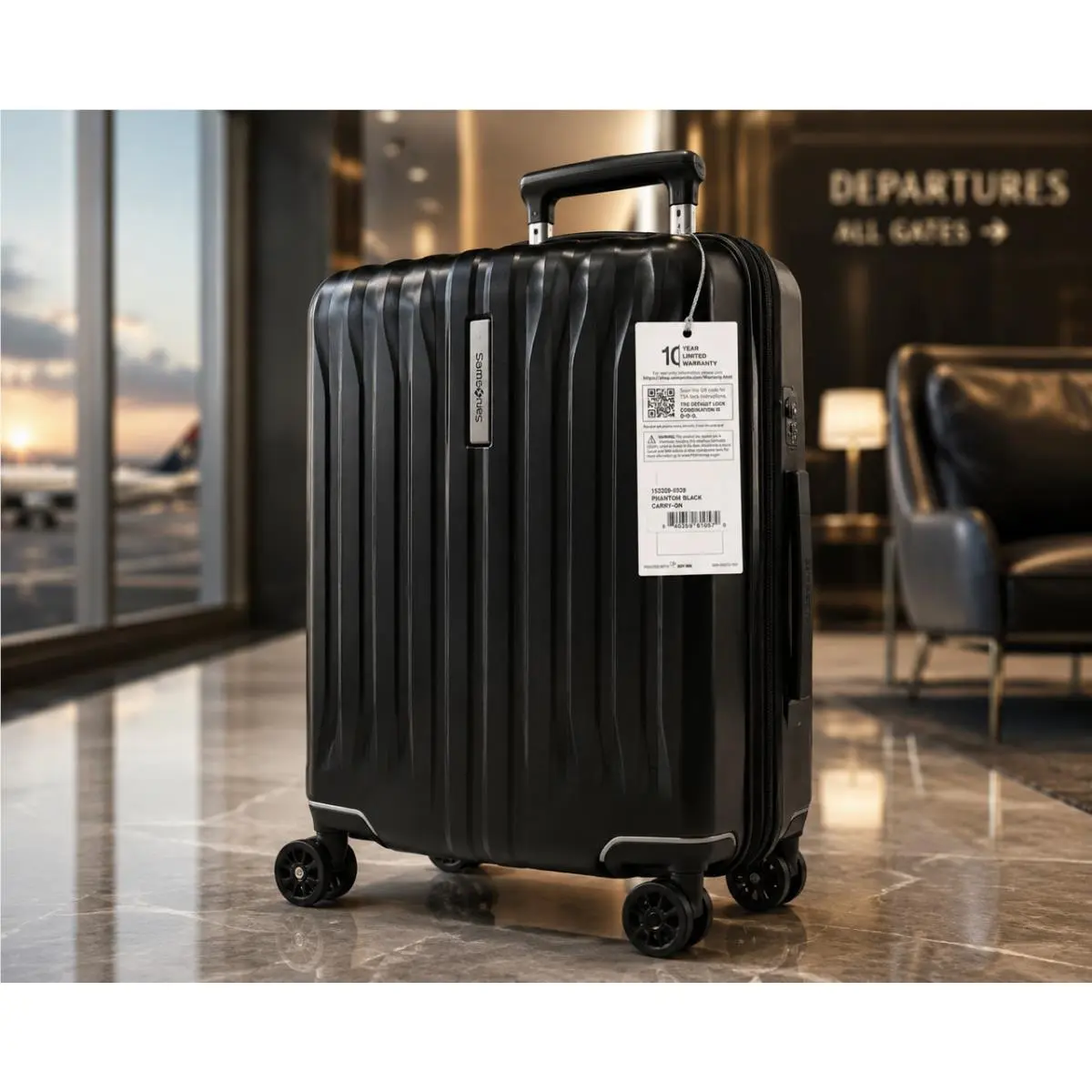 Samsonite Phantom Black Carry-on Spinner Lightweight Hard Shell Suitcase
