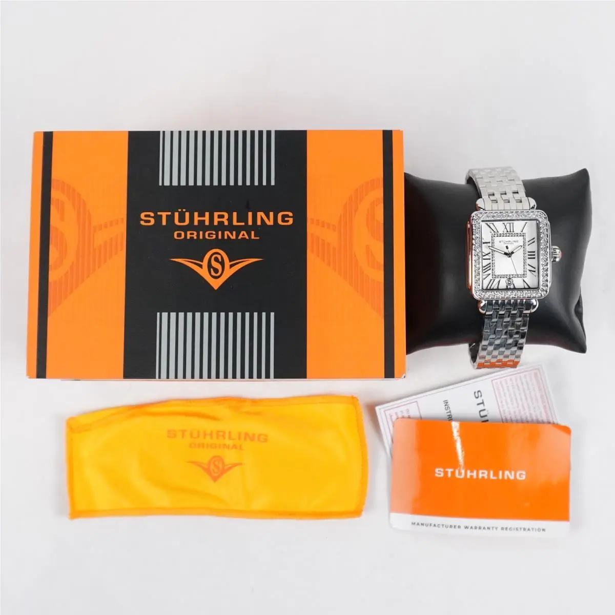 Stuhrling Vivreluxe 4060 Rectangle 34mm Ladies Watch in Silver Stainless Steel