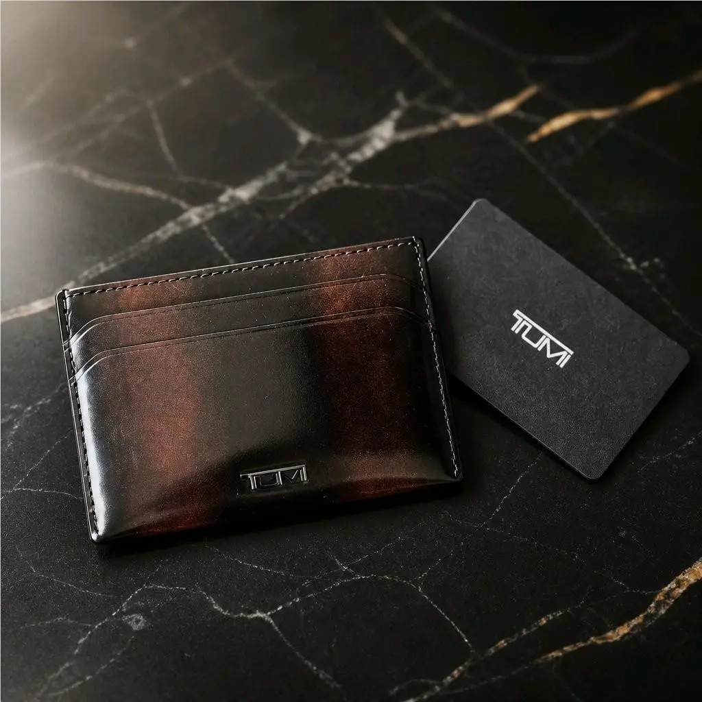 Tumi Nassau Slg Leather Slim Card Case Burnished Wine Ombre 01262159BRNW-NWT