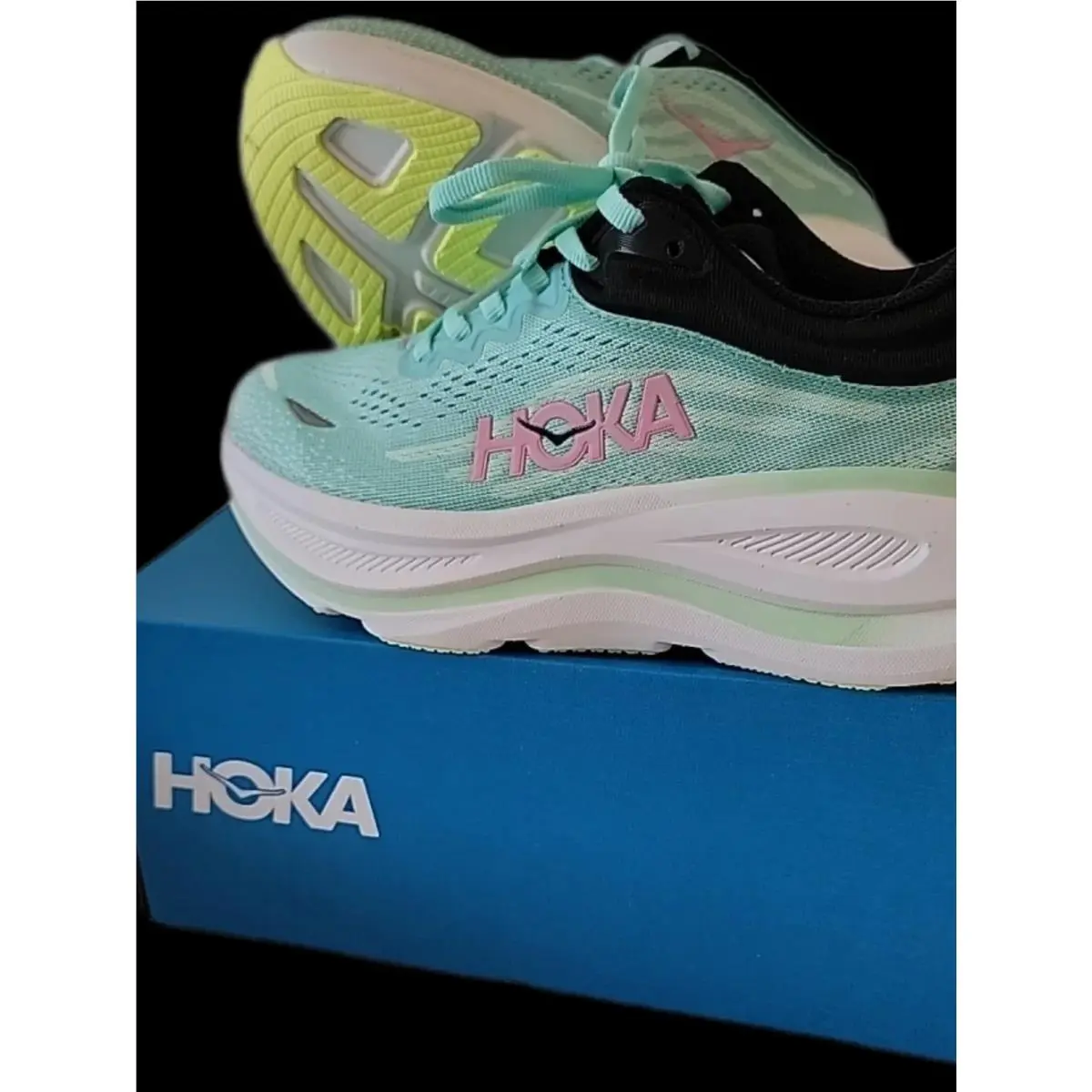 Hoka shoes - Bondi 9 - Bondi - Teal and Pink 11