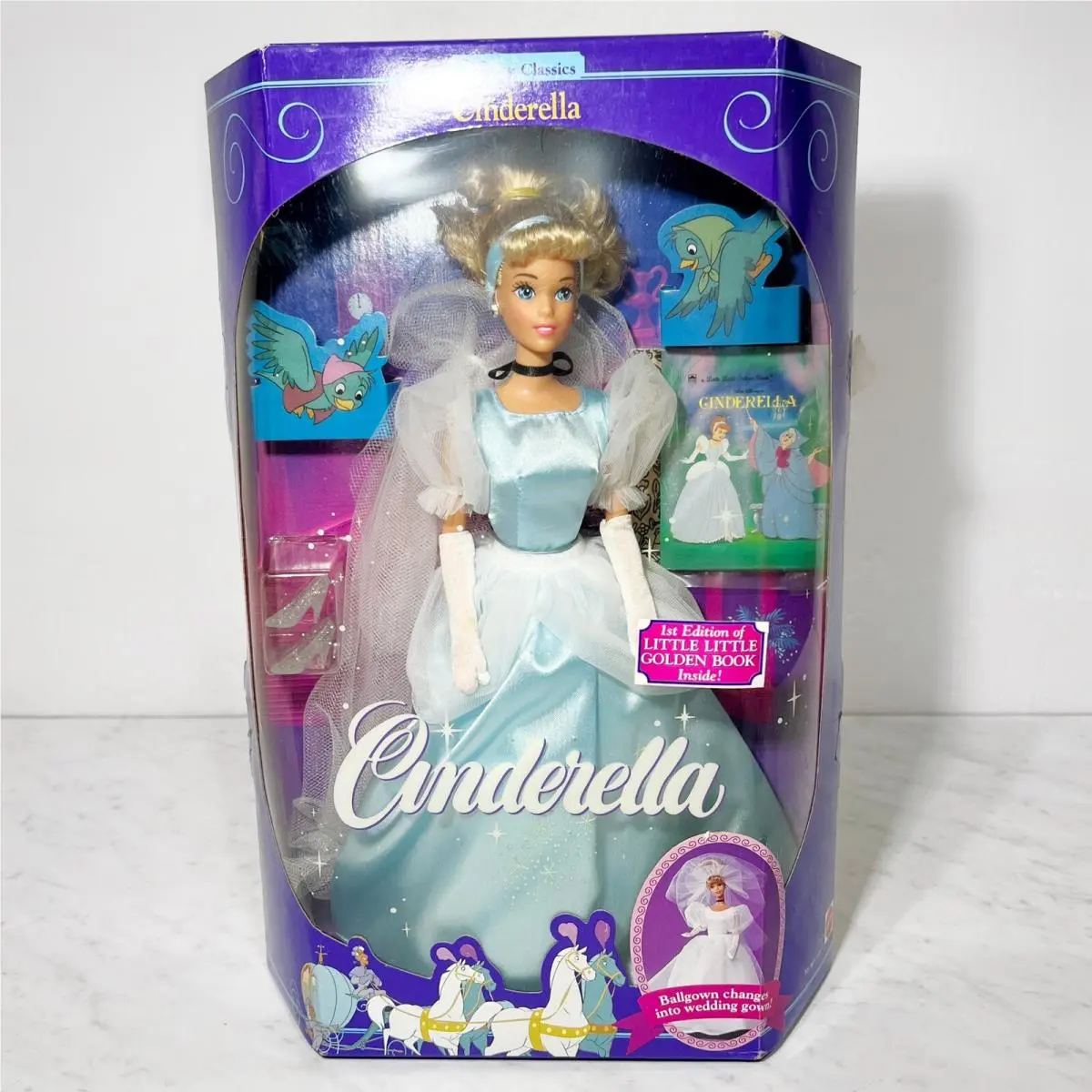 Vintage Disney Classics Cinderella Barbie Doll 1991 Mattel 1624 Golden Book