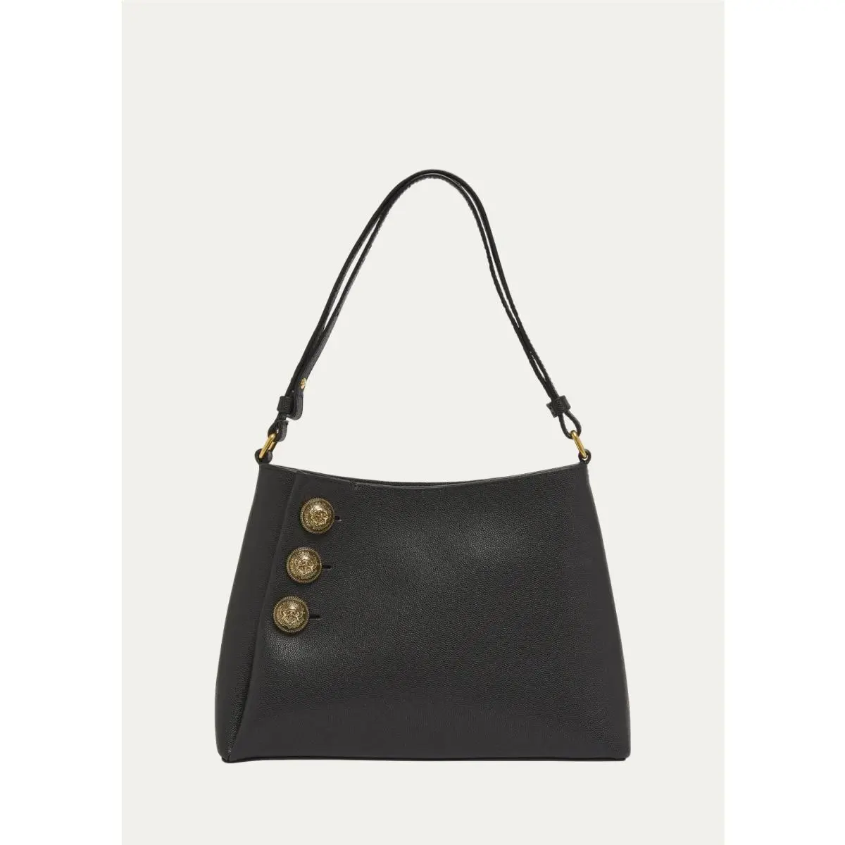 Embleme Shoulder Bag in Grained Leather Orig. Black by Balmain