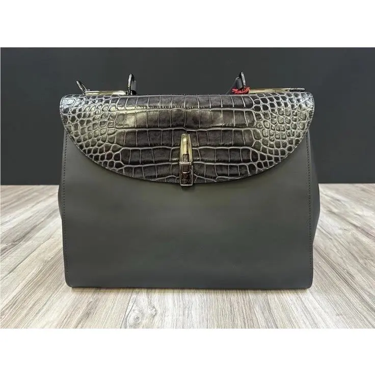 Tumi Mezzanine Rivera Satchel Charcoal Grey Leather Laptop Bag Crossbody 148525