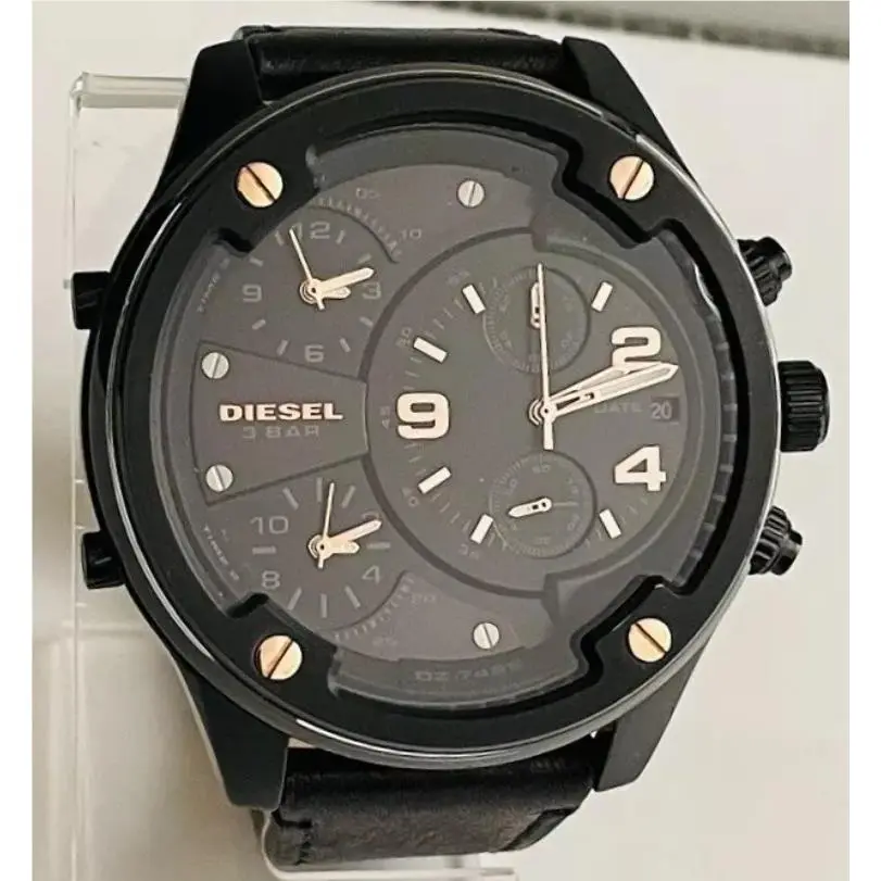 Diesel Boltdown DZ7428 Chronograph Black and Rose Gold with Glass Bezel
