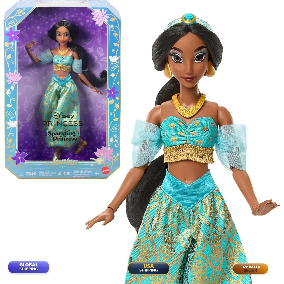 Mattel Disney Princess Jasmine Sparkling Fashion Doll
