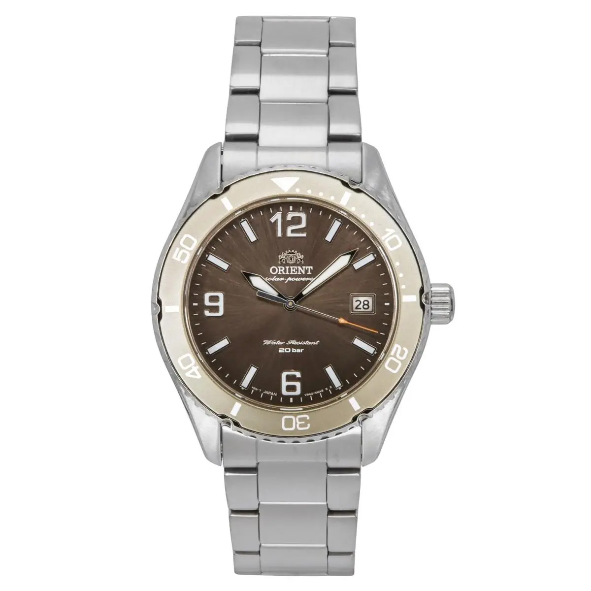 Orient Mako Iii Stainless Steel Brown Dial Solar Diver`s RA-WJ0004Y Men`s Watch