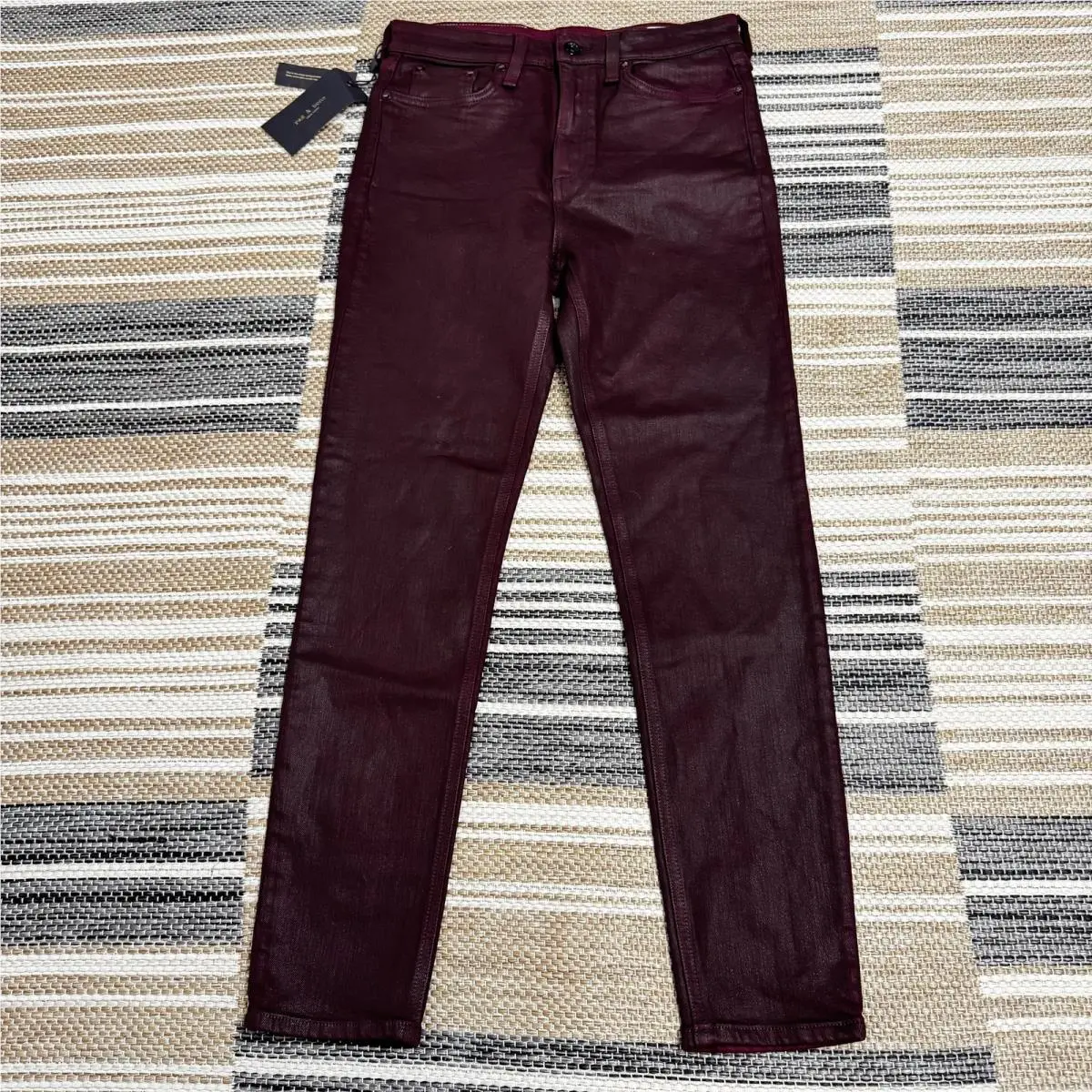 Rag Bone Jeans Womens 27 Coated Wine Nina High-rise Ankle Skinny Made in Usa
