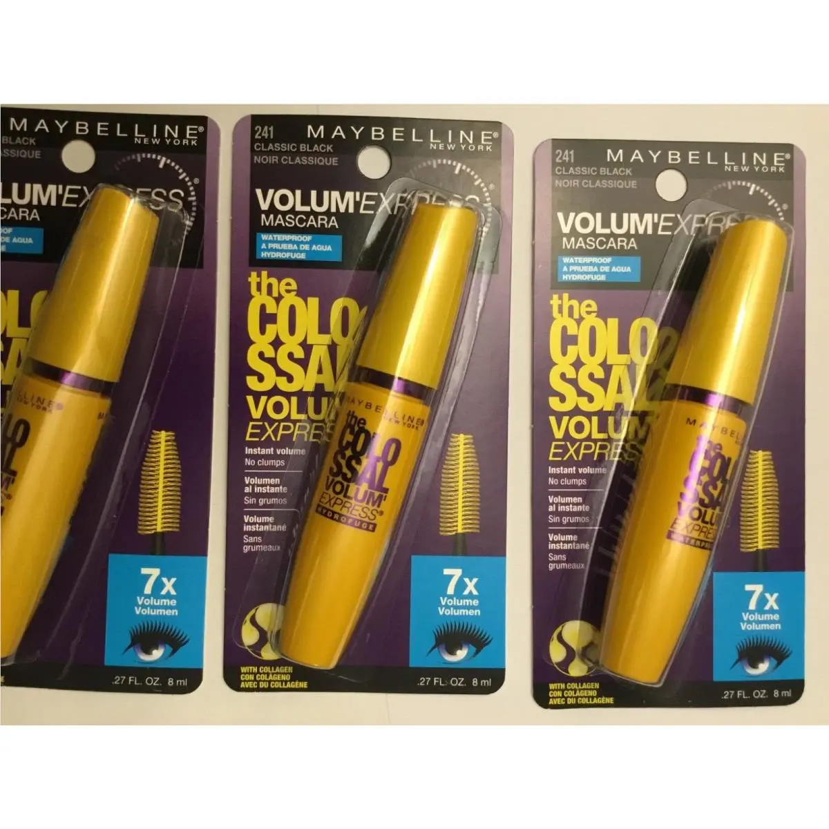 5 X Maybelline Volum Express The Colossal Waterproof Mascara Classic Black 241