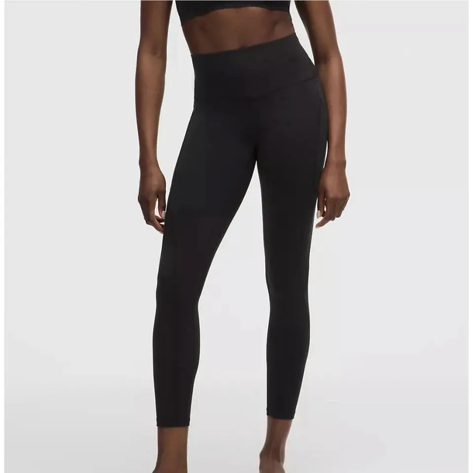 Lululemon Align HR High Rise Pant 25” Size 8 Black W/ Pockets Leggings