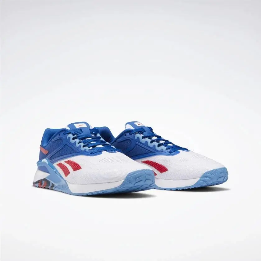 Reebok Women`s Nano X2 Training Shoes White Blue Red GY2288 All Sizes