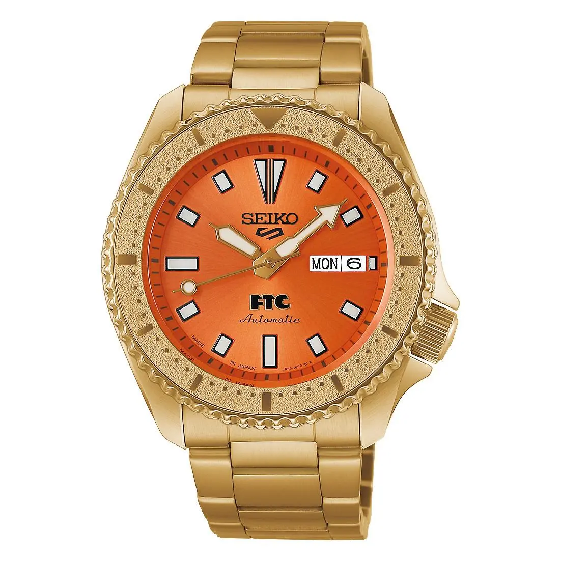 Seiko 5 Sports Skx Series Limited Edition 42.5mm Orange Dial Gold Watch HDB012