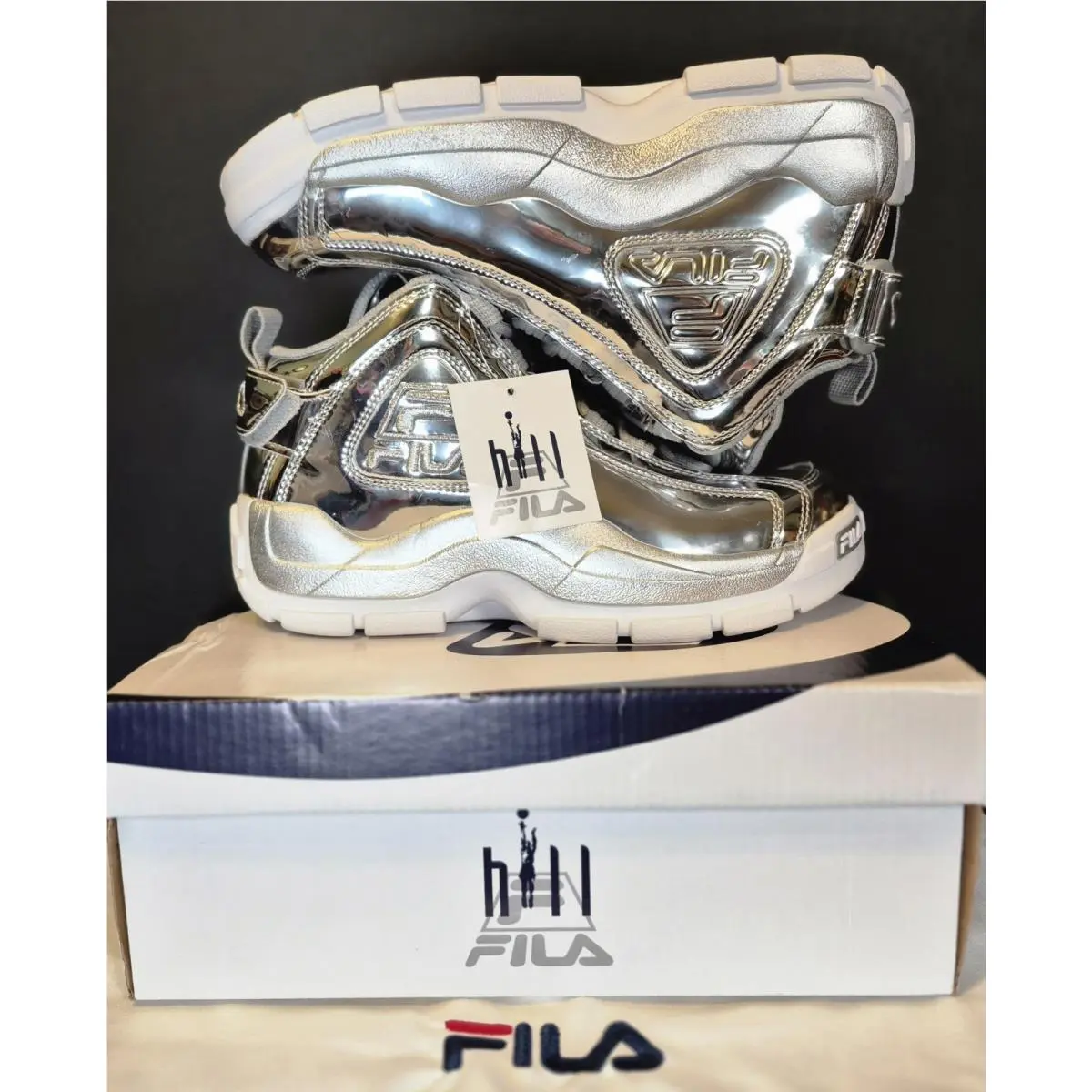 Fila Grant Hill 2 Metallic Silver Men`s Basketball Sneakers Shoes Size 7