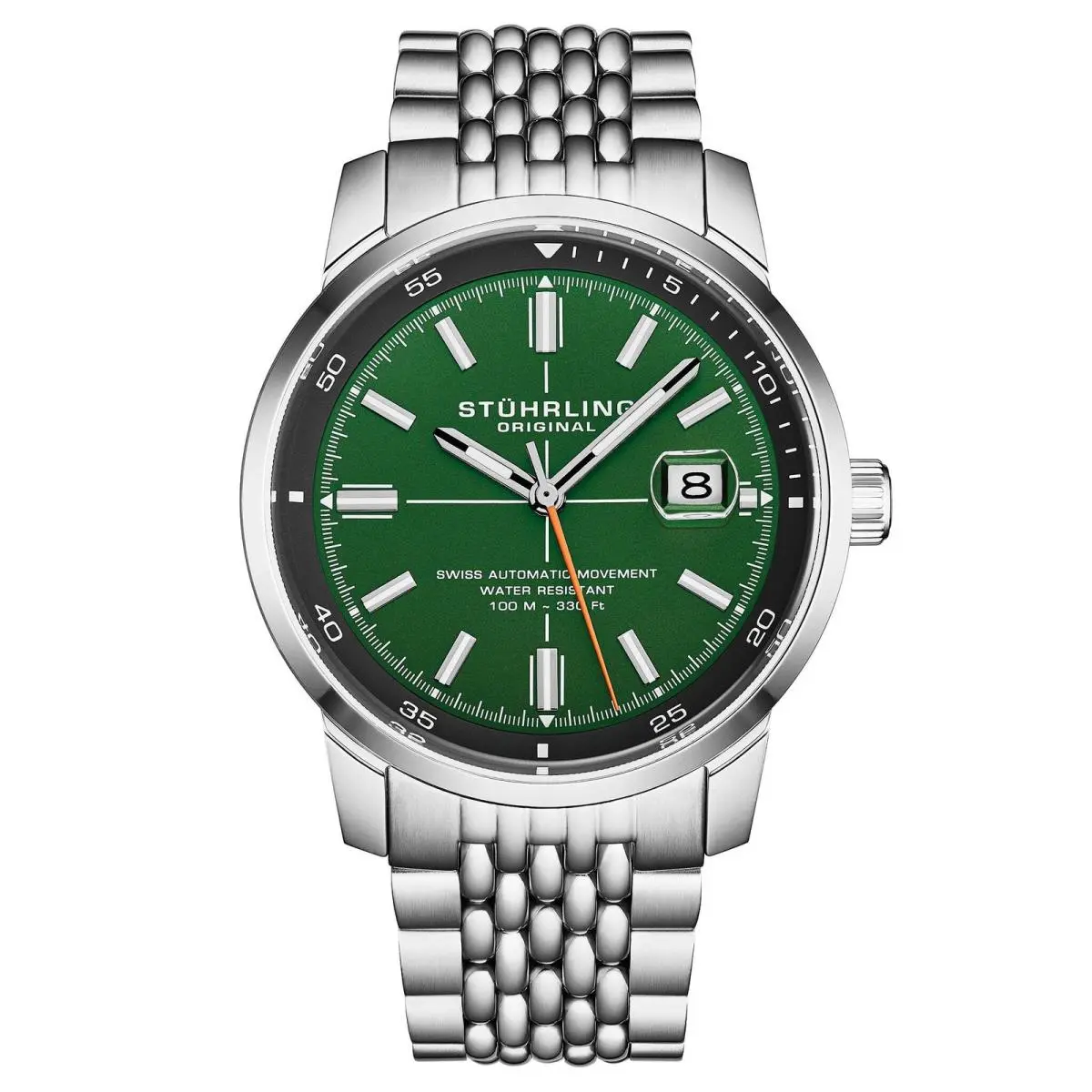 Stuhrling Trackmaster 1026 Automatic Men’s 42mm Matte Green Dial/black Inner Ring/stainles