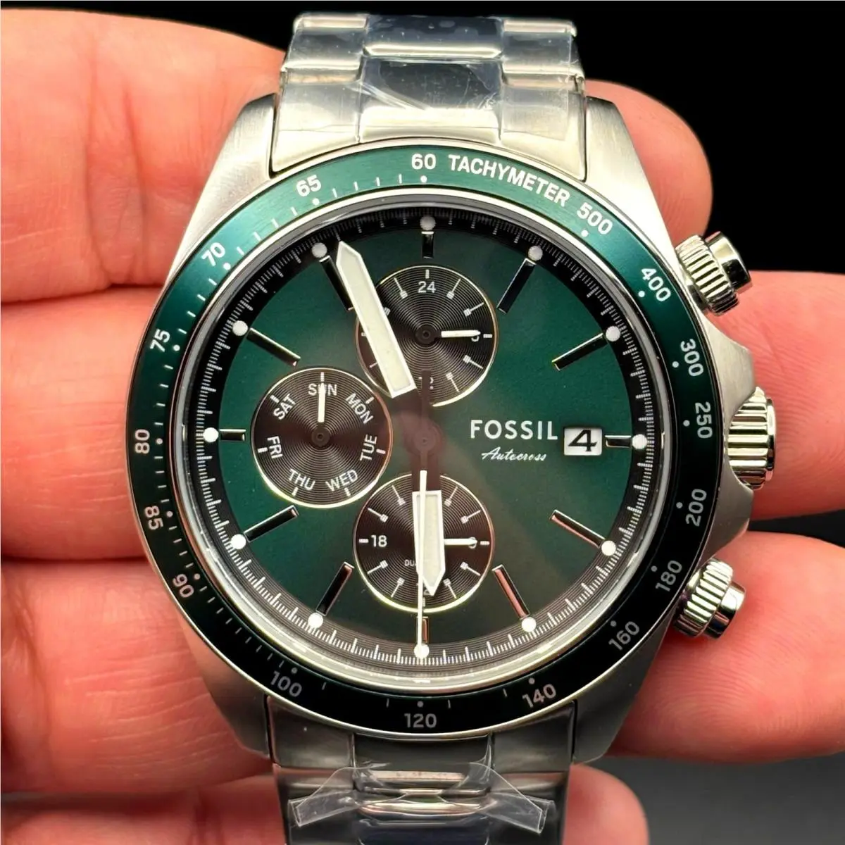 Autocross BQ2878 Mens Multifunction Green Sunray Dial Watch Nibwt by Fossil