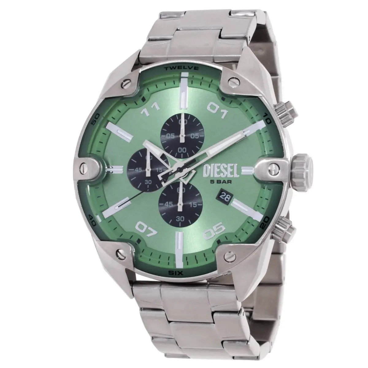 Diesel Spiked Chronograph Quartz Green Dial Men`s Watch DZ4712