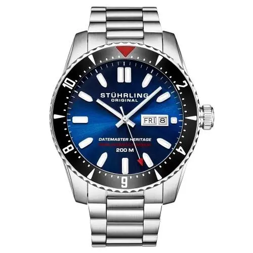 Stuhrling 1004 02 Automatic Day Date Stainless Steel Mens Watch