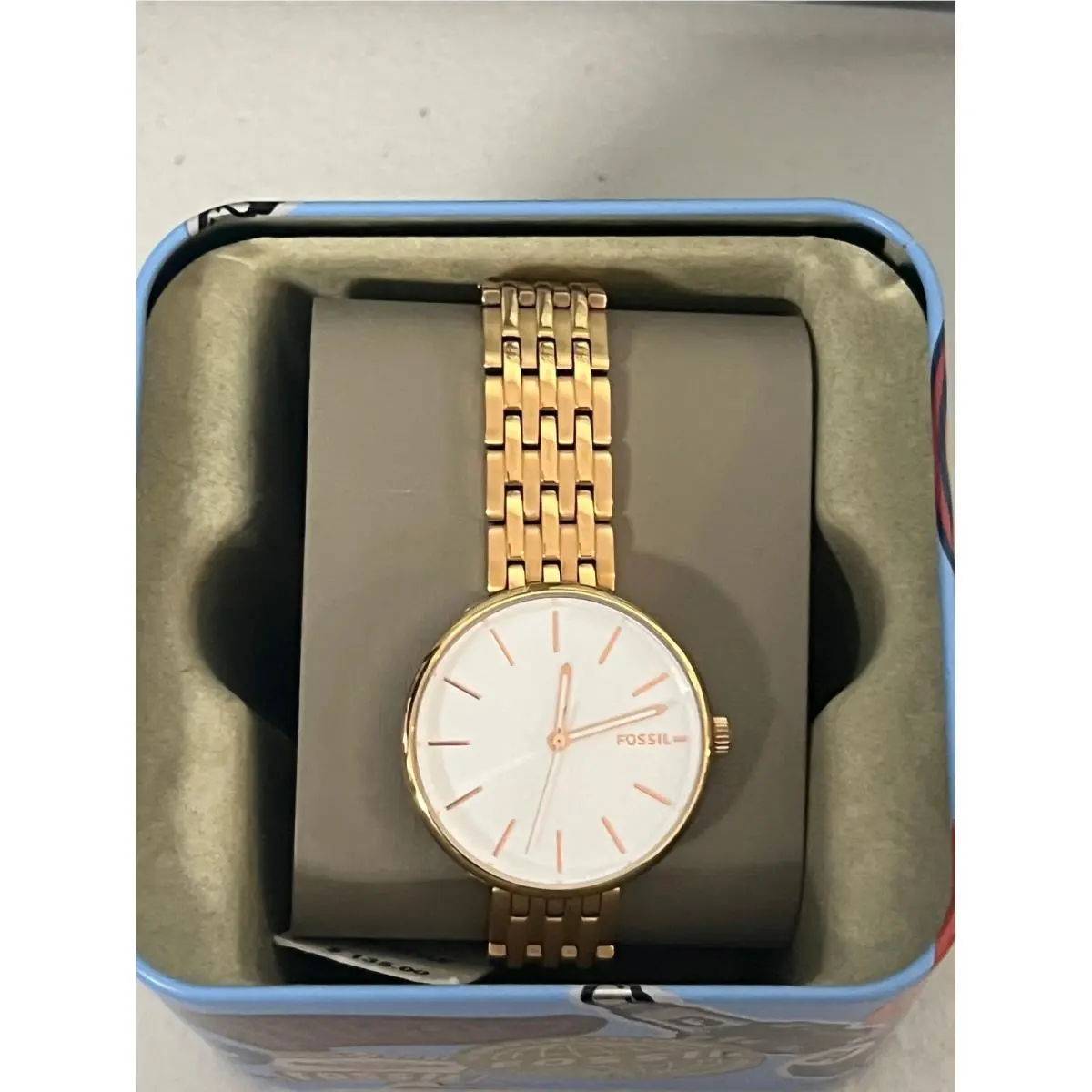 Fossil BQ3463 Hutton Women 34mm Rose Gold Steel White Dial Quartz 50M Watch