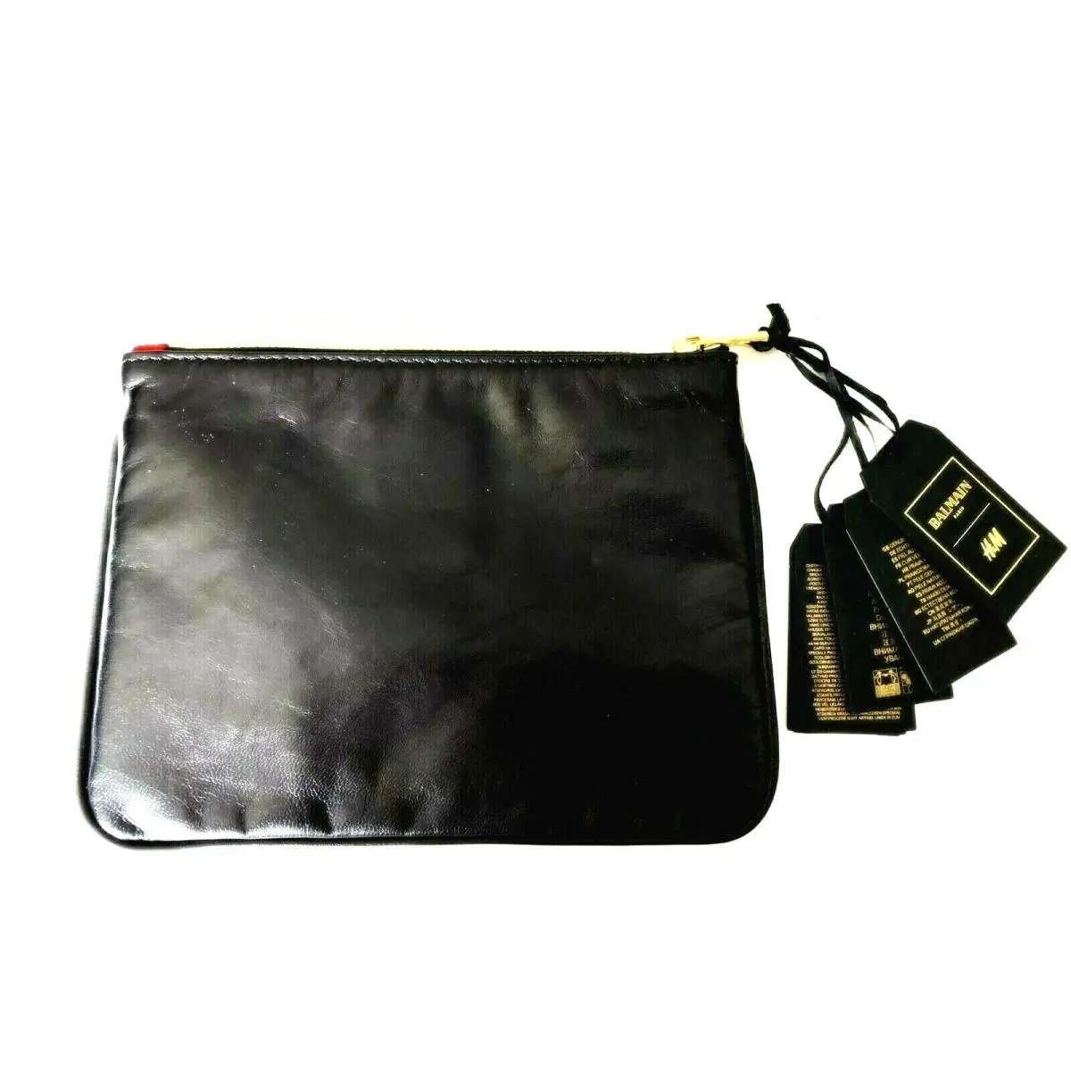 Balmain/h M Clutch Ltd Edition Red Suede and Black Leather Rare