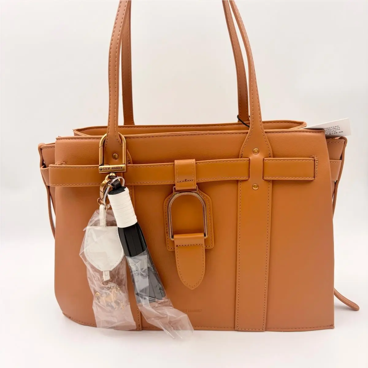 Steve Madden Bcollyn Tote Bag Hazelnut Brown Leather Gold Hardware