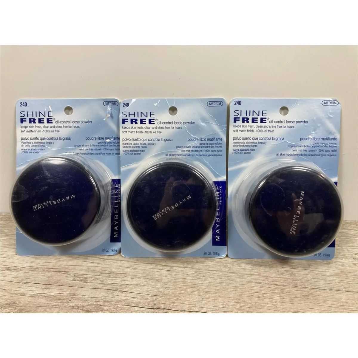 Lot of 3 Maybelline Shine Free Oil Control Loose Powder 240 Medium 0.7 oz