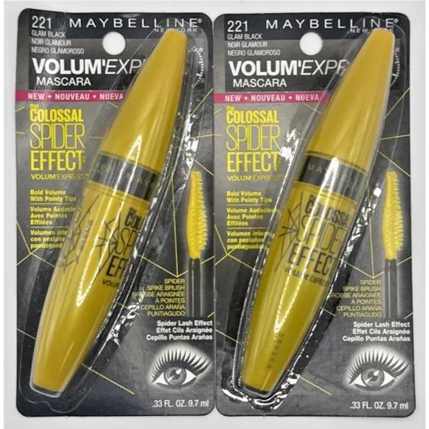 2x Maybelline Volum’express Mascara Colossal Spider Effect 221 Glam Black