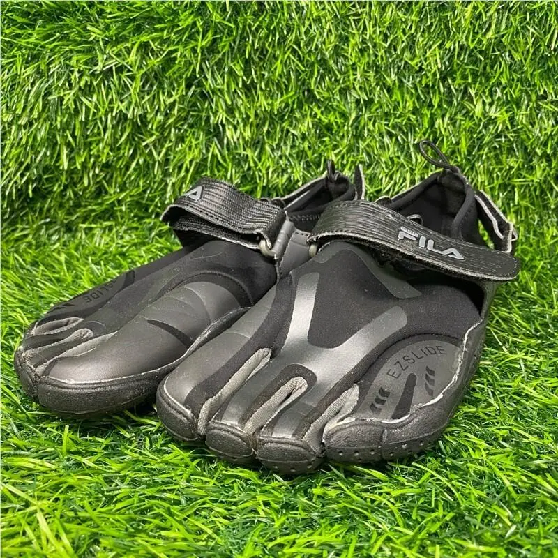 Fila Sport Skele-toes EZ Slide Mens 8 Black Pewter Five Finger Barefoot 2258