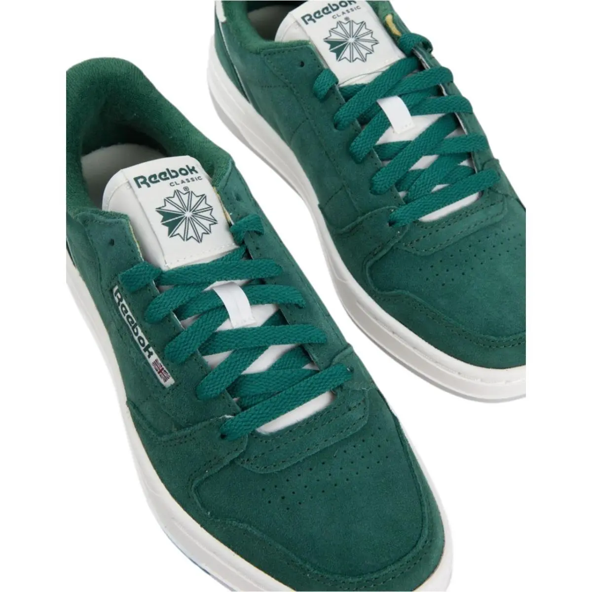 Reebok Phase Court Shoes Green Leather Suede Sneakers Unisex Sz 6.5 to 9 Casual